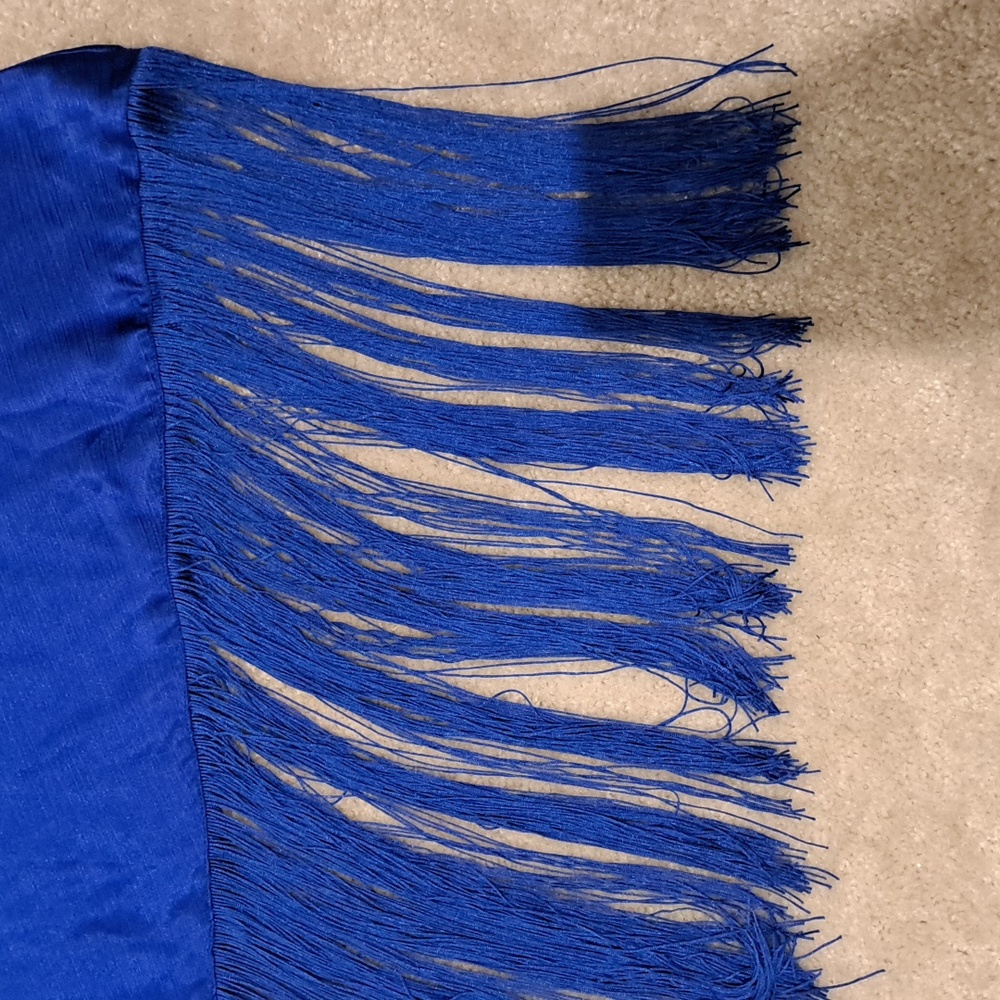Wanni Fuga Blue Maxi Fringe One Shoulder Dress NEW - Picture 8 of 11